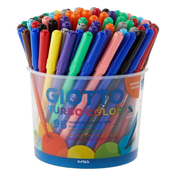 GIOTTO TURBO COLOUR FELT TIP PEN TUB 96