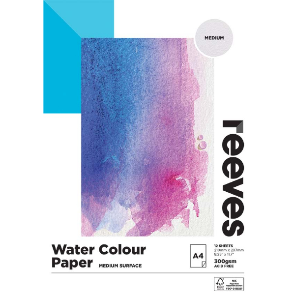 REEVES WATERCOLOUR PAPER PAD 200GSM COLD PRESSED A3 12 SHEET