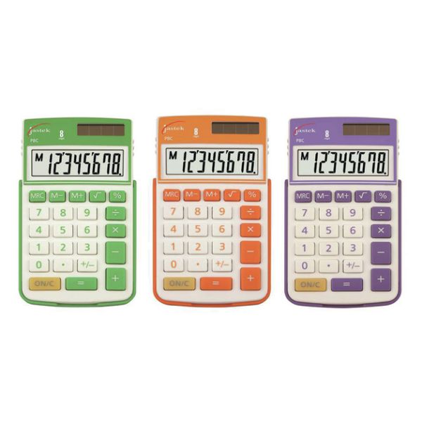 JASTEK POCKET CALCULATOR 8 DIGIT ASSORTED COLOURS