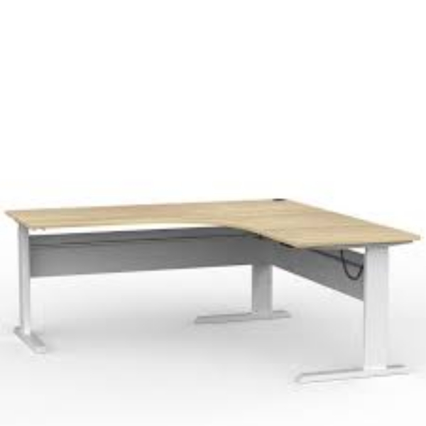 WORKSTATION CUBIT HIGHRISE 1800 X 1800 X 700MM ELECTRIC WHITE FRAME  NORDIC MAPLE TOP