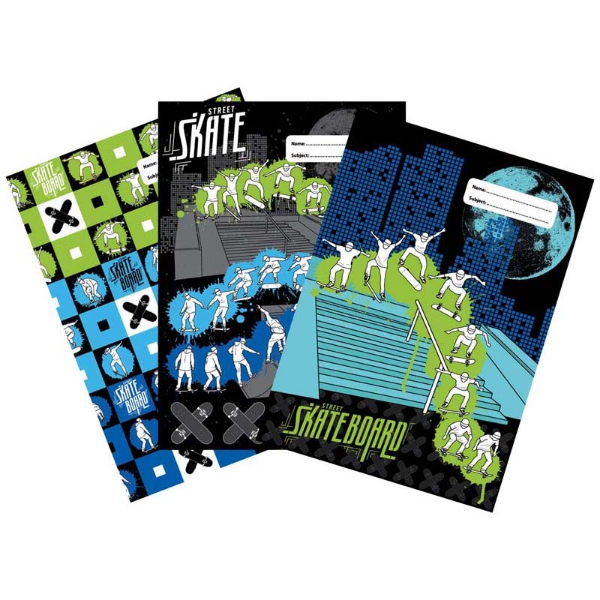 SPENCIL A4 BOOK COVER SKATE PAINT ASSORTED PACK 3