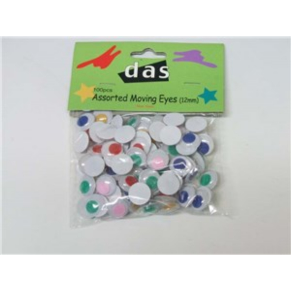 DAS MOVING EYES ASSORTED SIZE AND COLOUR PACK 100