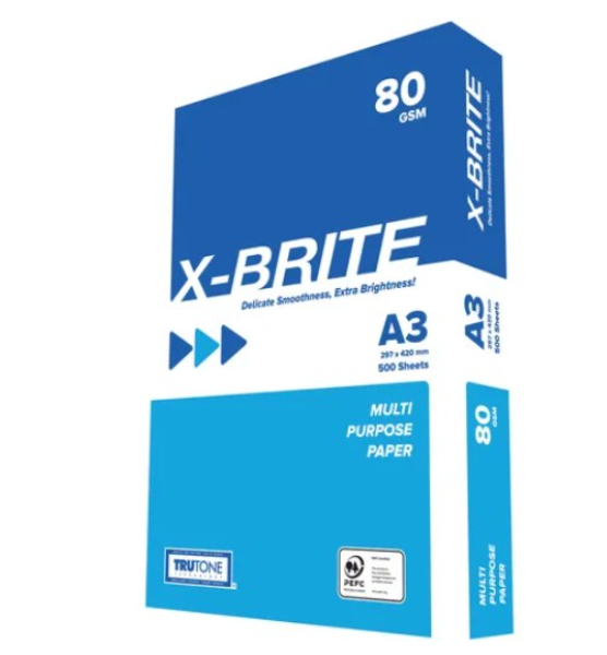 X BRITE PREMIUM COPY PAPER A3 80GSM PACK 500 SHEETS