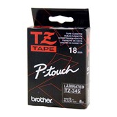 LABELLING TAPE BROTHER PTOUCH TZE345 WHITE ON BLACK 18MM