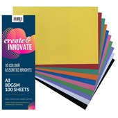 A3 SUGAR PAPER TINTEX BRIGHTS ASSORTED 10 COLOURS PKT100