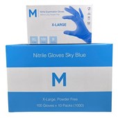 DISPOSABLE GLOVES BLUE NITRILE POWDER FREE EXTRA LARGE PACK 100