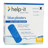 PLASTERS STANDARD FIRST AID METAL DETECTABLE BLUE 100BOX