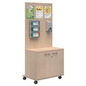 SANITIZATION STATION WITH BIN COMPARTMENT H1800 X L800 X D550MM CLASSIC OAK