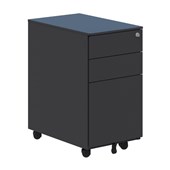 ACCENT METAL MOBILE PEDESTAL 2 DRAWER 1 FILE SLIM W300 X D500 X H600MM GRAPHITE