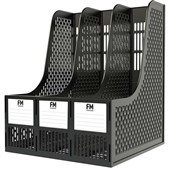 FM MAGAZINE HOLDER DOCUMENT 3 GRID BLACK PLASTIC