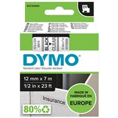 DYMO 45010 D1 LABELLING TAPE 12MM X 7M BLACK ON CLEAR