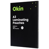 OKIN LAMINATING POUCH A3 80 MICRON GLOSS BOX 100