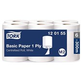 TORK 120155 M2 PAPER TOWEL CENTREFEED BASIC 1PLY W200MM X L300M ROLL CTN 6