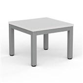 KNIGHT CUBIT COFFEE TABLE W600 X D600 X H450MM SILVER FRAME WHITE TOP