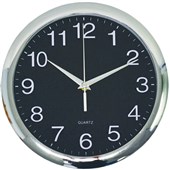 ITALPLAST WALL CLOCK 300MM BLACK  CHROME