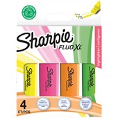 SHARPIE FLUO XL HIGHLIGHTER FLAT TANK CHISEL ASSORTED PACK 4