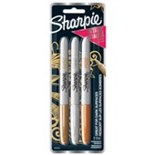 SHARPIE PERMANENT MARKER BULLET FINE 10MM METALLIC ASSORTED GOLDSILVERBRONZE PACK 3