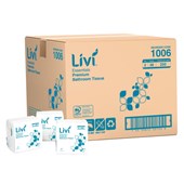 LIVI ESSENTIALS INTERLEAVED TOILET TISSUE 2 PLY 250 SHEET 100 X 205MM CARTON 36