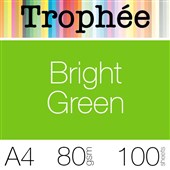 TROPHEE COLOURED PAPER A4 80GSM BRIGHT GREEN PACK 100