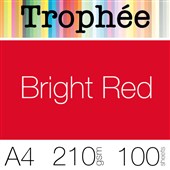 TROPHEE COLOURED PAPER A4 210GSM BRIGHT RED PACK 100