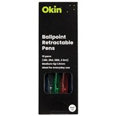 OKIN BALLPOINT PEN RETRACTABLE MEDIUM ASSORTED PACK 10