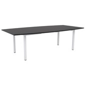 KNIGHT CUBIT BOARDROOM TABLE W2400 X D1200 X H730MM WHITE FRAME BLACK TOP