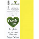 TROPHEE COLOURED PAPER A4 160GSM BRIGHT YELLOW PACK 100