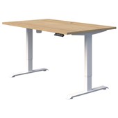 DUO II ELECTRIC DESK W1500 X D800 X H6951145MM WHITE FRAME CLASSIC OAK TOP
