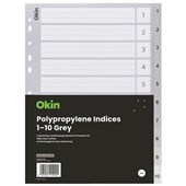 OKIN PP INDICES 110 TABS A4 GREY