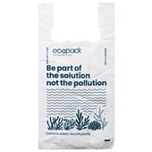 ECOPACK OCEAN RECYCLED PLASTIC BAG WITH HANDLES WHITE 13L MEDIUM CARTON 500