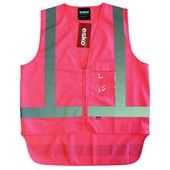ESKO GOOD2GLOW SAFETY VEST DAYNIGHT WITH CELLPHONE ID AND PEN POCKETS XLARGE HIVIS PINK