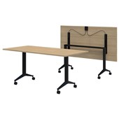 RAPID FLIP TABLE 1500 x 750MM CLASSIC OAK TOP BLACK BASE