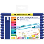 STAEDTLER 3620 DOUBLE ENDED HIGHLIGHTER PEN ASSORTED PACK 10