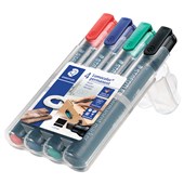 STAEDTLER 350 LUMOCOLOR PERMANENT MARKER CHISEL 50MM ASSORTED PACK 4