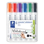 STAEDTLER 351 LUMOCOLOR WHITEBOARD MARKER CHISEL ASSORTED WALLET 6
