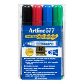 ARTLINE 577 WHITEBOARD MARKER BULLET 3MM ASSORTED WALLET 4