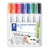 STAEDTLER 351 LUMOCOLOR WHITEBOARD MARKER BULLET ASSORTED WALLET 6