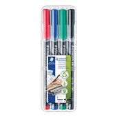 STAEDTLER 318 LUMOCOLOR PERMANENT MARKER BULLET 06MM ASSORTED PACK 4