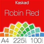 KASKAD COLOURED PAPER A4 225GSM ROBIN RED PACK 100