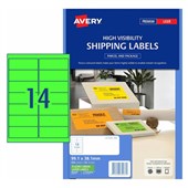 AVERY 35937 L7163FG HIGH VISIBILITY LABEL LASER 14UP FLUORO GREEN PACK 25