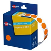 AVERY 937240 DMC14O ROUND LABEL DISPENSER 14MM ORANGE BOX 1050