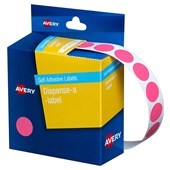 AVERY 937241 DMC14P ROUND LABEL DISPENSER 14MM PINK BOX 1050