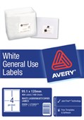 AVERY 938206 DL04 GENERAL USE LABEL 4 UP WHITE PACK 100