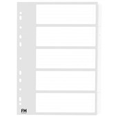 FM CARDBOARD DIVIDER 5 TAB A4 WHITE