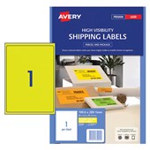 AVERY 35999 L7167FY HIGH VISIBILITY LABEL LASER 1UP FLUORO YELLOW PACK 25
