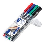 STAEDTLER 313 LUMOCOLOR PERMANENT MARKER BULLET SUPERFINE 04MM ASSORTED WALLET 4