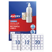 AVERY 980019 L7113 BLANK PRINTABLE LABELS RECTANGLE LASER 10UP CRYSTAL CLEAR PACK 10