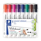 STAEDTLER 351 LUMOCOLOR WHITEBOARD MARKER BULLET ASSORTED WALLET 8