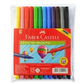 FABER CASTELL FELT TIP COLOURING PEN ASSORTED PKT12