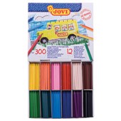 JOVI PLASTIC CRAYONS 12 ASSORTED BRIGHT COLOURS NO WHITE BOX 300